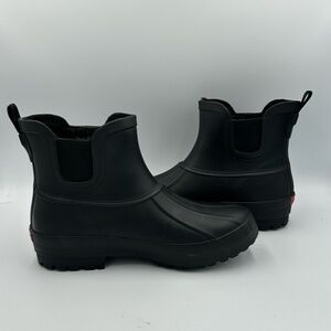 Chooka Chelsea Rain Boots Women’s 7 Black Waterproof Memory Foam Plush Lined NIB